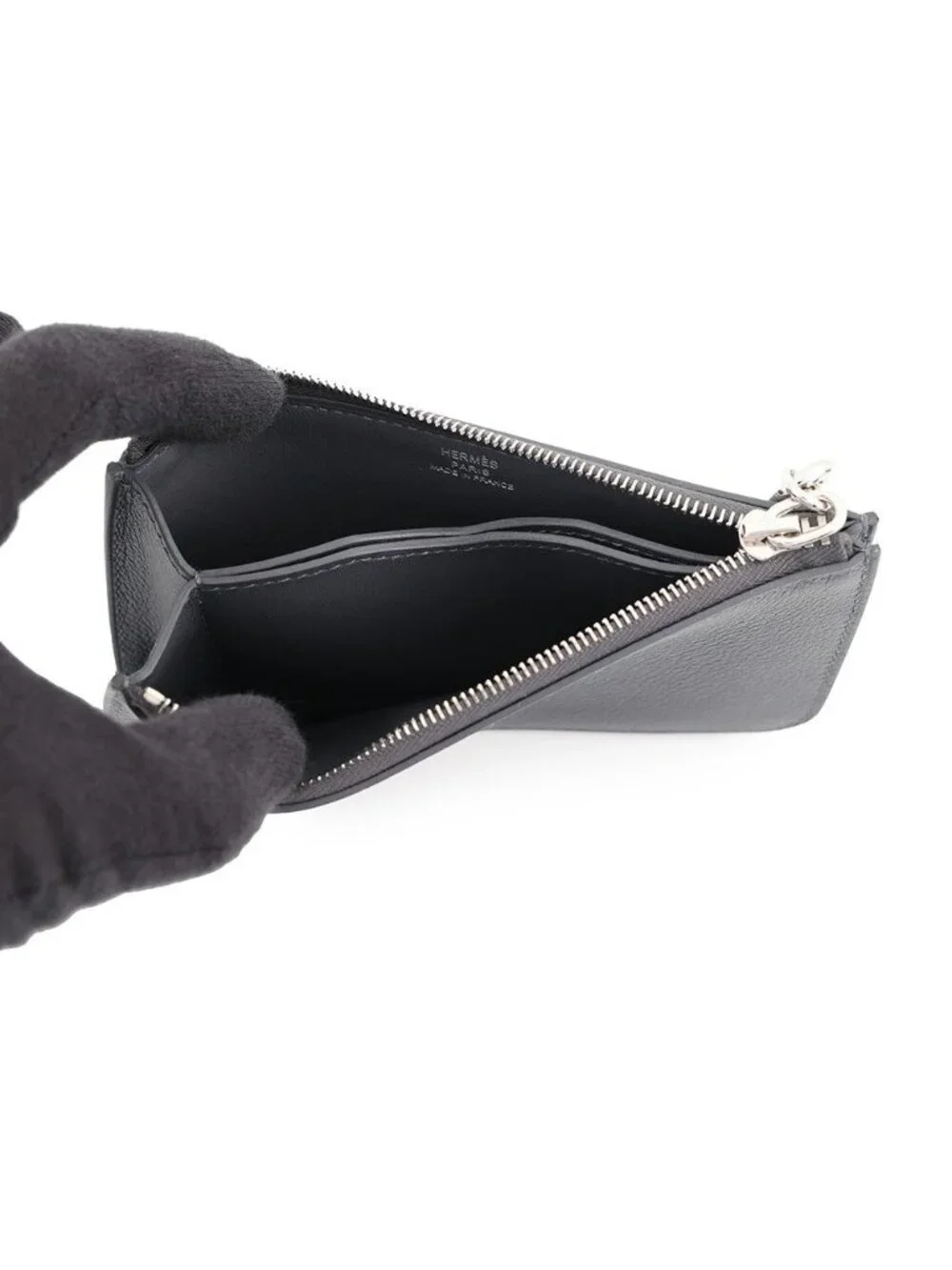 Hermes Card Slot Zip Azap Chaine D'ancre Grimisty Silver Ever